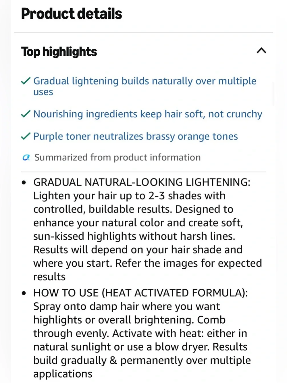 Hair Lighten Up - Hair Lightener for Blondes - Lightens 2-3 Shades